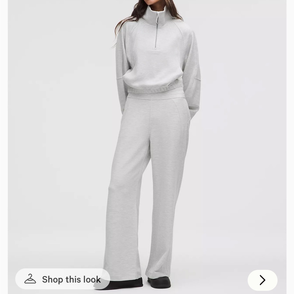 Women's Light Gray Wide-Leg Sweatpants